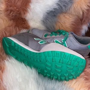 Gray and green new balance 7.5